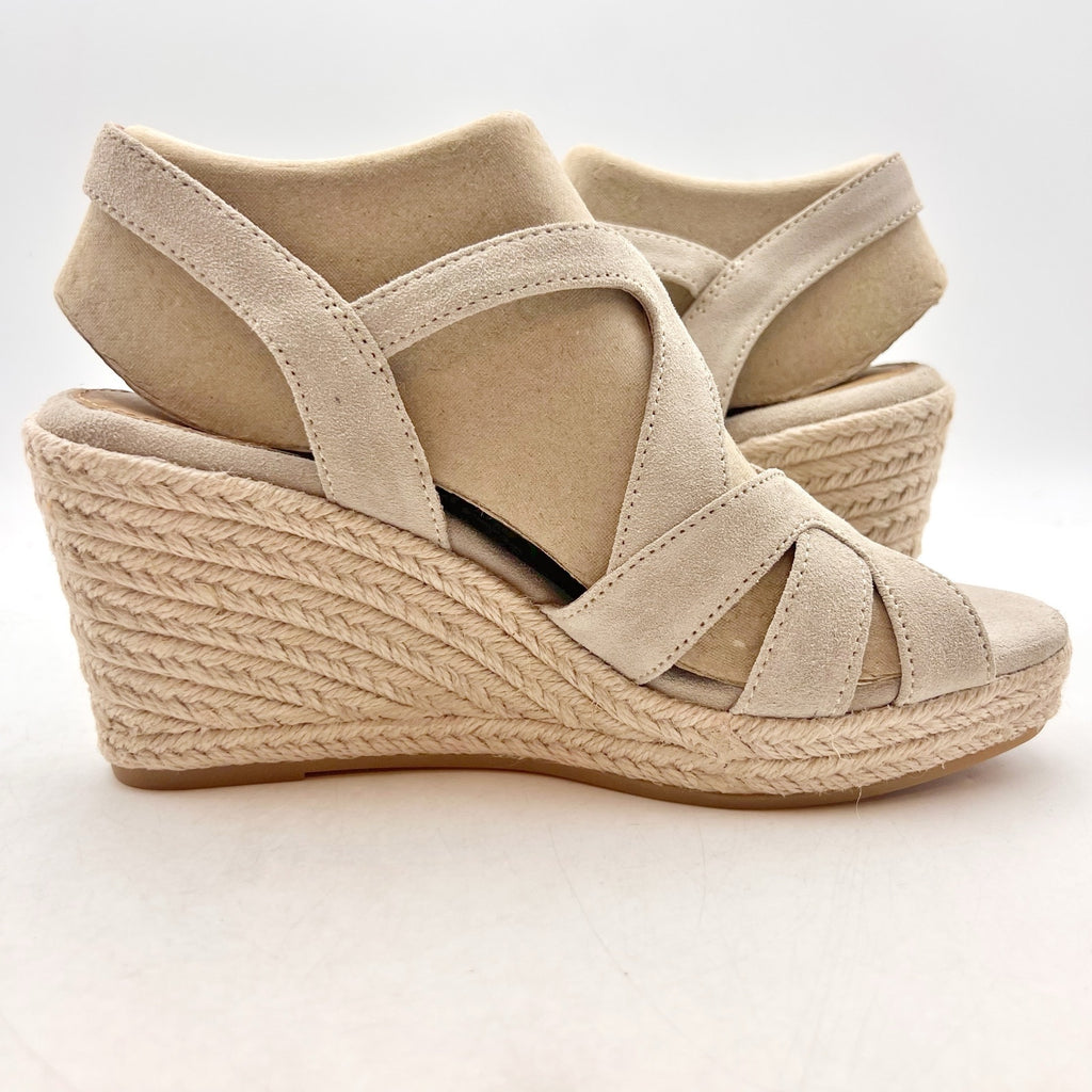 Sofft Womens Norma Espadrille Wedge Sandals Size 6.5 Tan Baywater Suede NIB