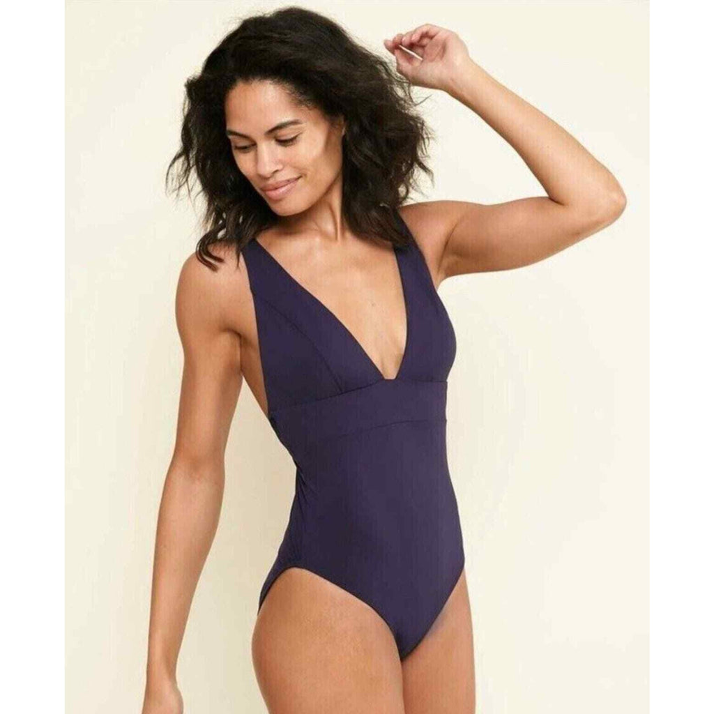 ANDIE SWIM Sardinia One Piece Swimsuit 3XL Blue Plunge V-Neck Open Back NWT