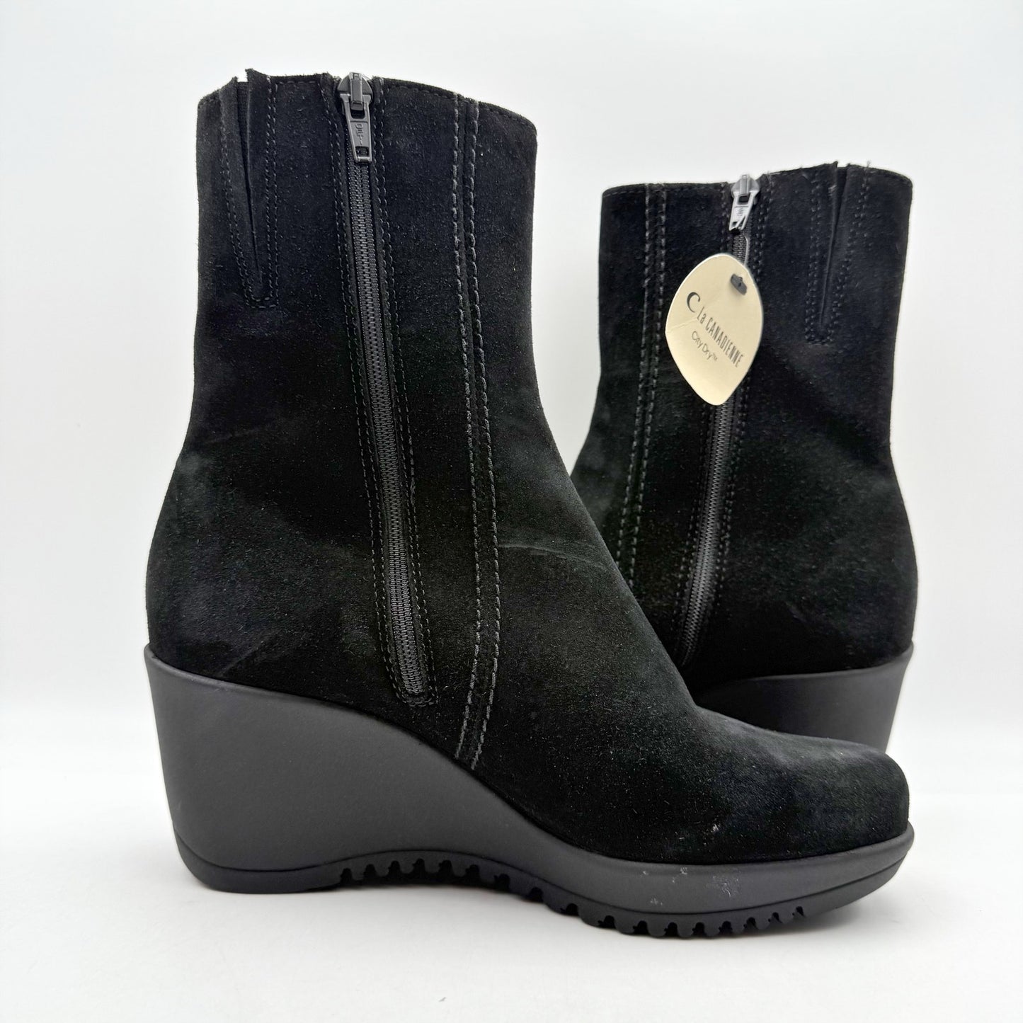 La Canadienne Womens Gavyn Ankle Bootie US 6.5 M Black Suede Waterproof NWOB