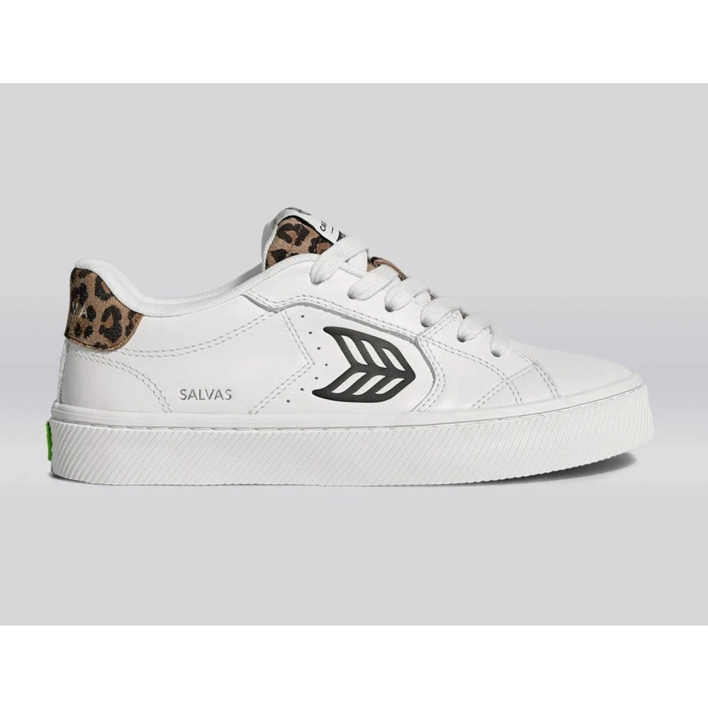 Cariuma Salvas Low Sneakers Womens 11.5 Mens 10 White Leopard Leather NIB