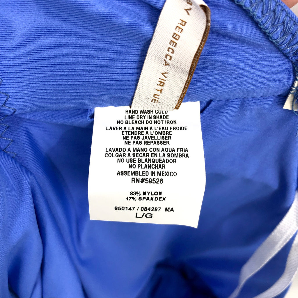 BECCA Women's Gracelyn High Neck One Piece Swimsuit Large Blue Cornflower NWT