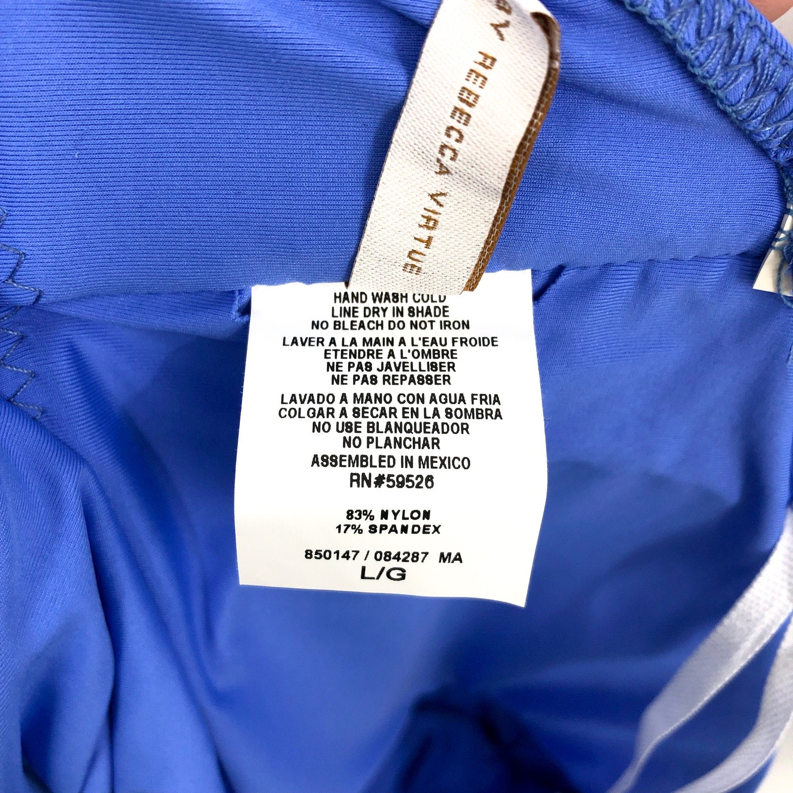 BECCA Women's Gracelyn High Neck One Piece Swimsuit Large Blue Cornflower NWT