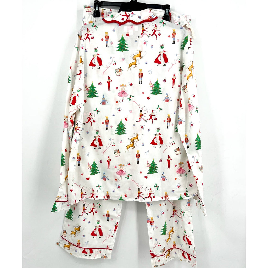 SANT AND ABEL X KATHY HILTON Christmas Magic Cotton Pajamas Set XL White NWT