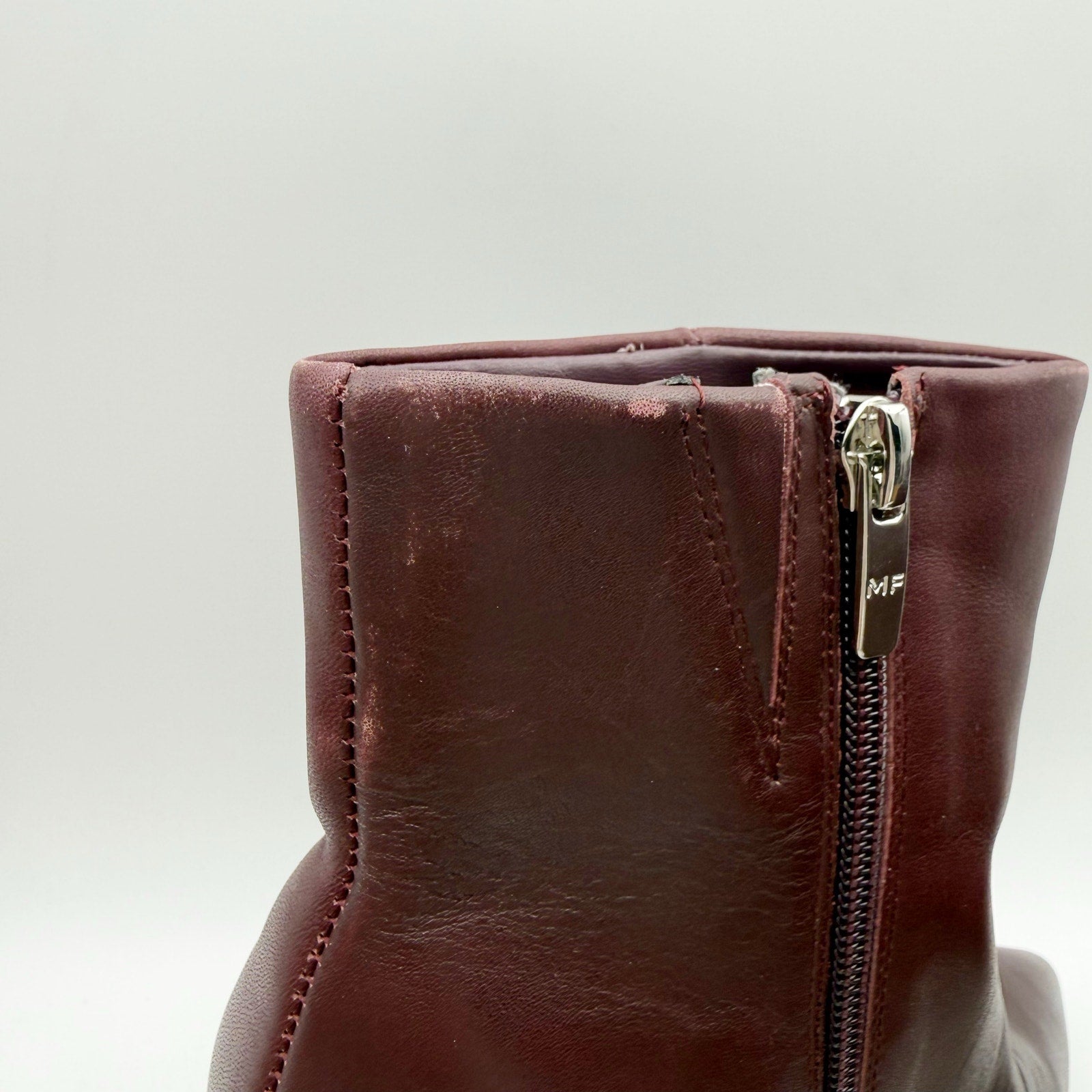 Marc Fisher Womens Glorena Ankle Boots US 8 M Dark Red Leather Bootie NWOB