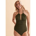 LAUREN RALPH LAUREN High Neck One-Piece Swimsuit Size 10 Olive Green NWT