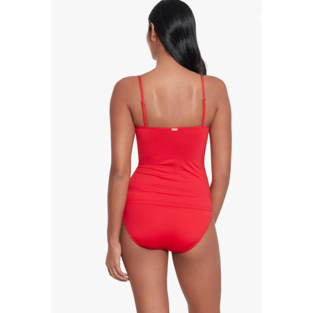 LAUREN RALPH LAUREN Toggle Underwire Tankini Top Size 10 Red Beach Club NWT