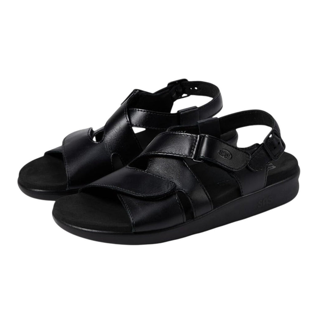 SAS Womens Huggy Adjustable Comfort Sandal US 6.5M EU 37 Black Leather NWOB