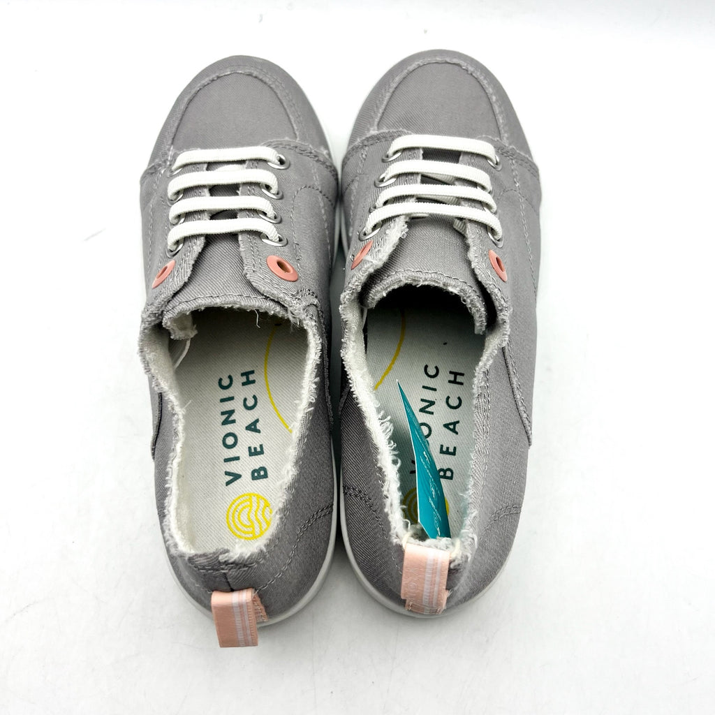 Vionic Womens Beach Pismo Sneakers US 5M EU 35 Gray Cotton Canvas Casual NIB