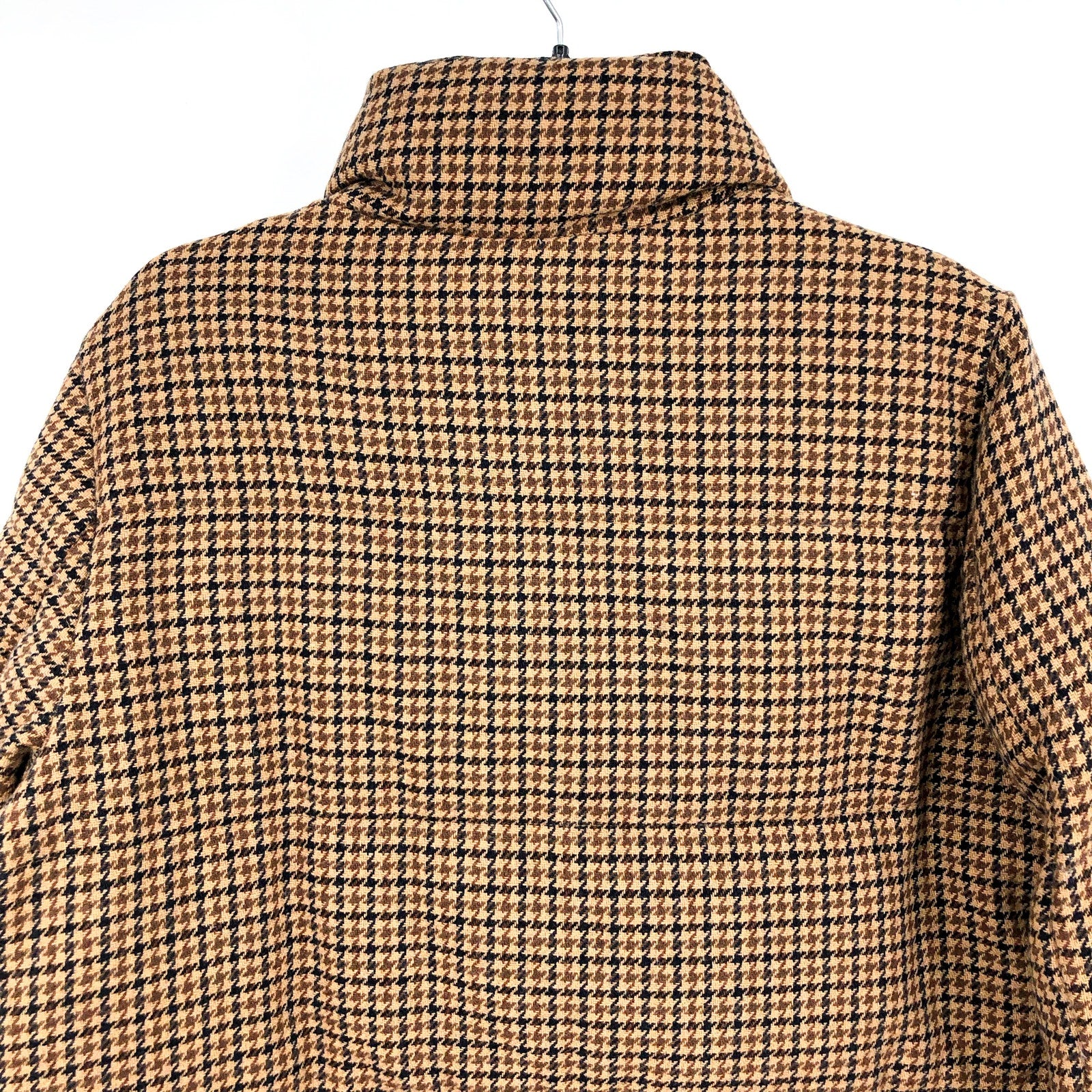 LAUREN RALPH LAUREN Womens Houndstooth Crest-Patch Puffer Coat Large Tan NWOT
