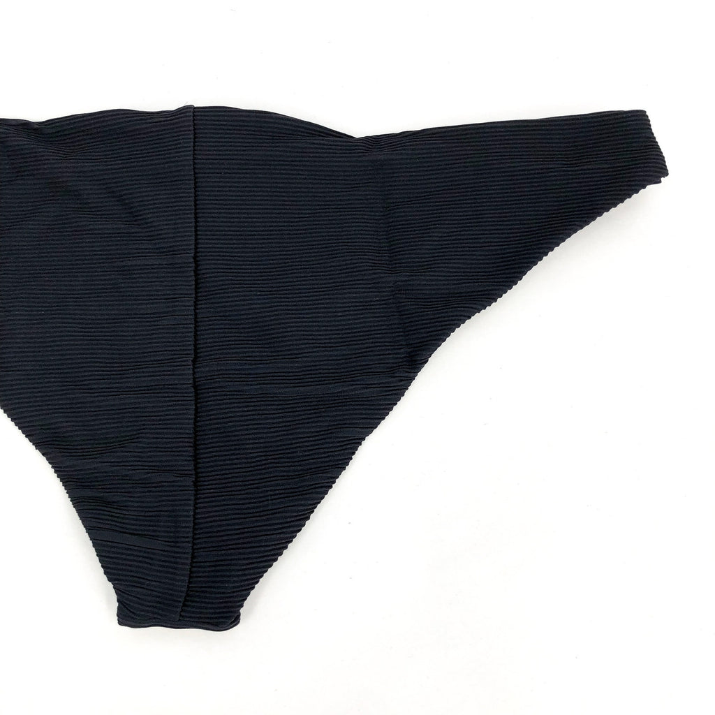 PRANA Women's Gemma Bikini Bottom Medium Black Ottoman Ribbed Low Rise NWT