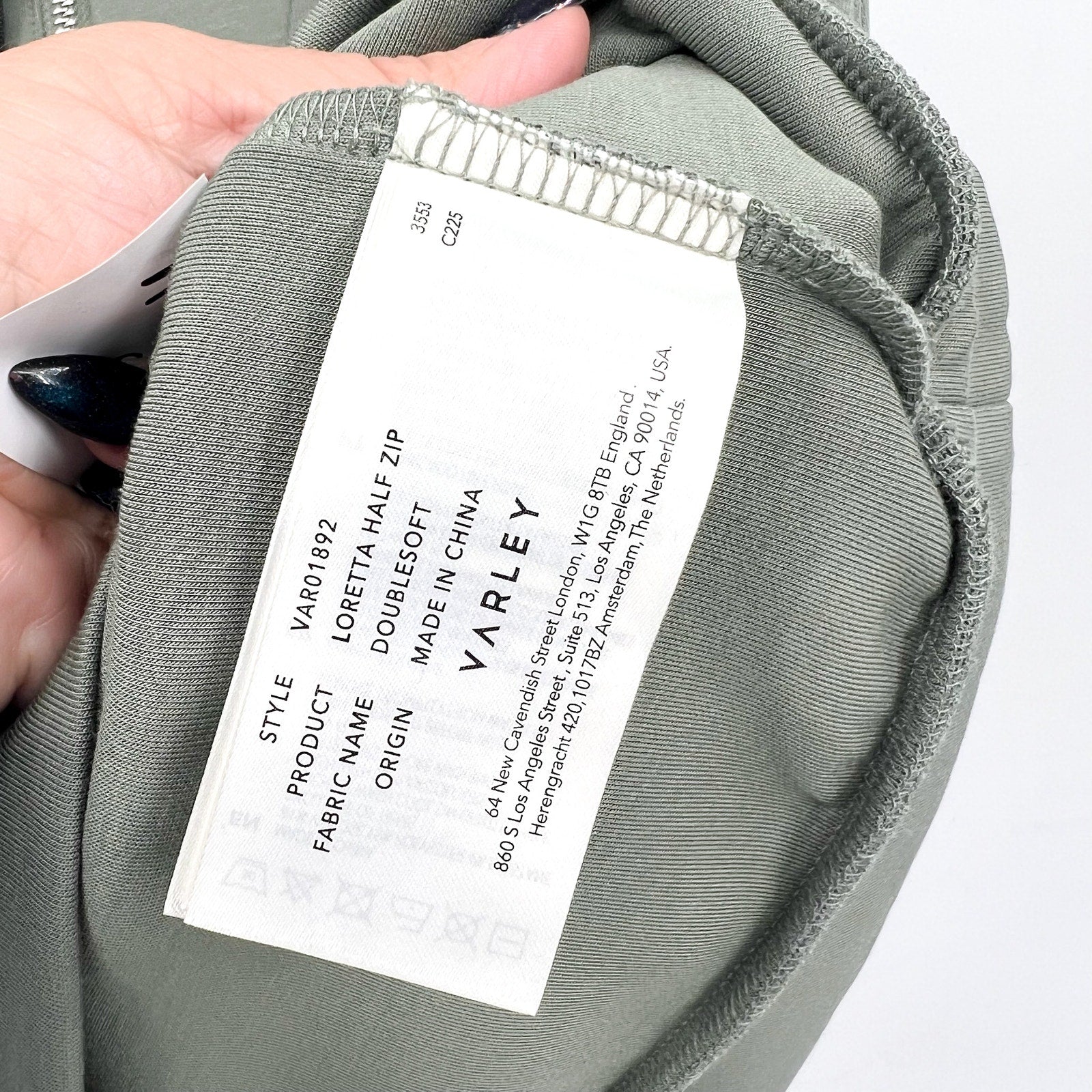 VARLEY Women's Loretta Half Zip Sweatshirt Small Green Shadow Panelled NWT