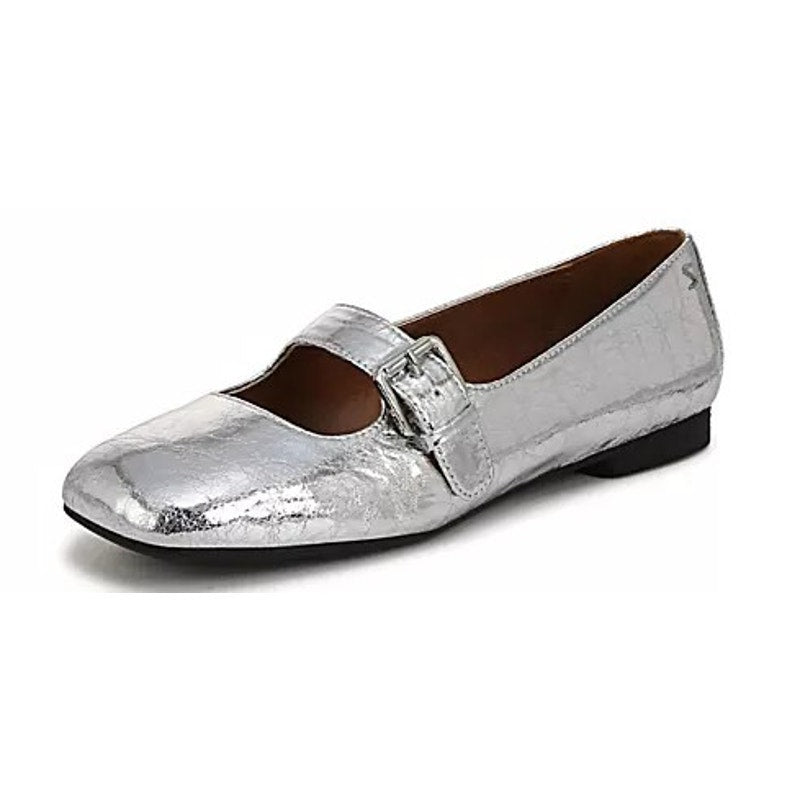 Zodiac Womens Indira Mary Jane Flats Size 7.5 M EU 38 Silver NIB