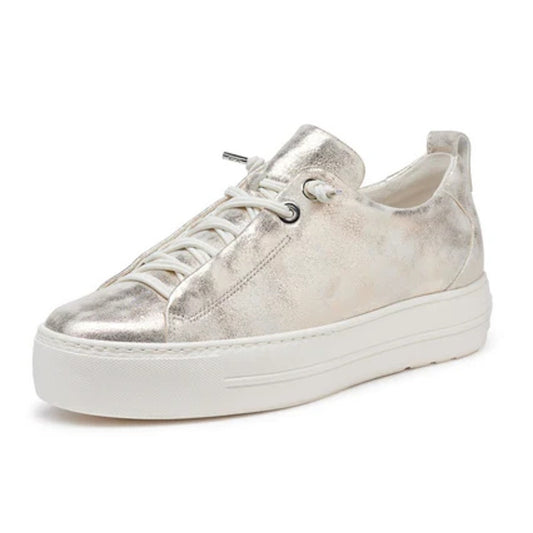 Paul Green Women Super Soft Faye Sneaker US 7.5 EU 37 Metallic Gold Leather NWOB