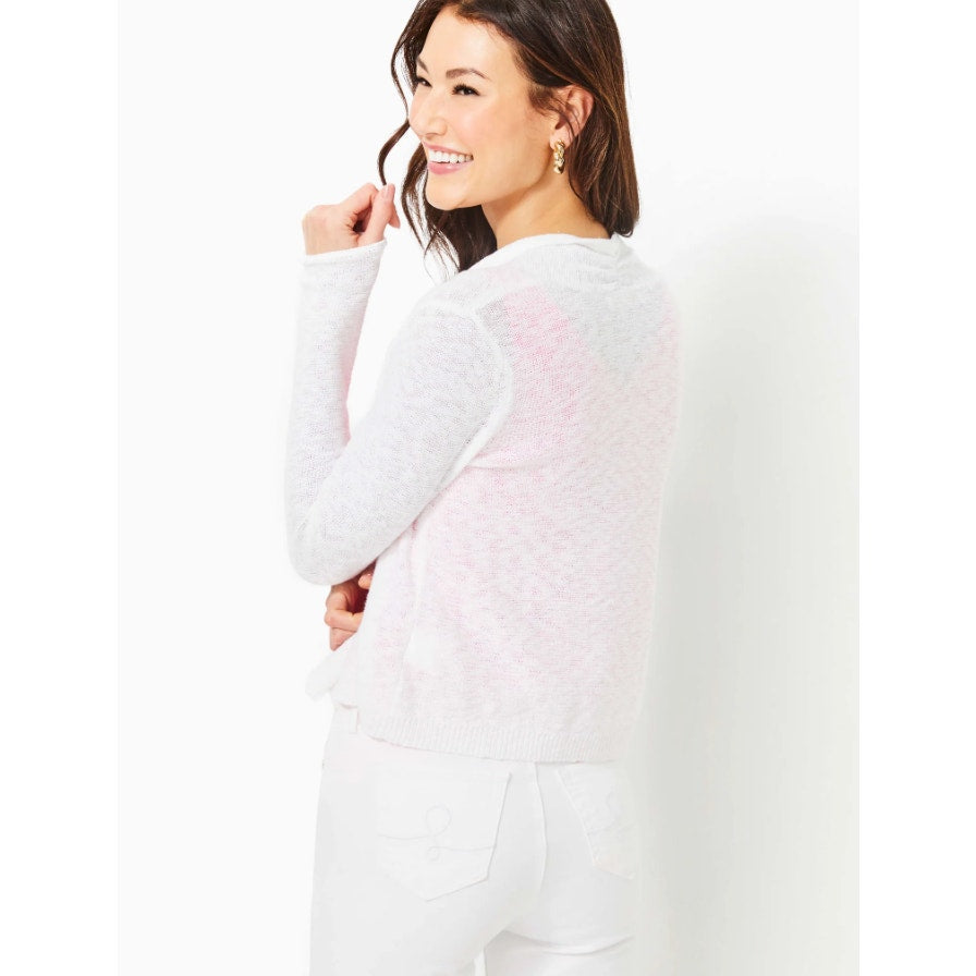 LILLY PULITZER Women's Faretta Cardigan XXS Resort White Open Long Sleeve NWT