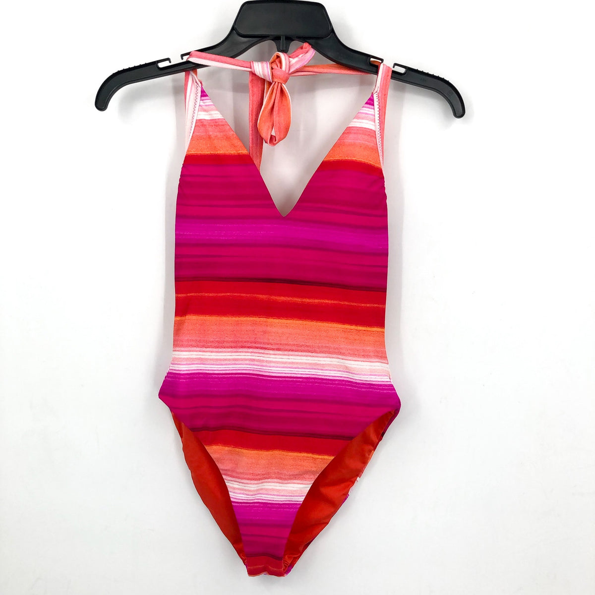 TRINA TURK Women's Solstice Plunge One Piece Swimsuit Size 4 Pink Multi NWT
