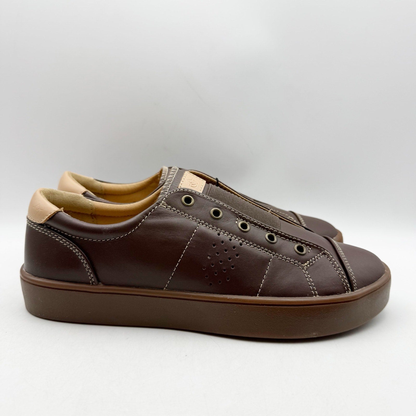Spenco Womens Malibu Lux Sneakers US 9.5 Brown Espresso Leather Slip On NIB