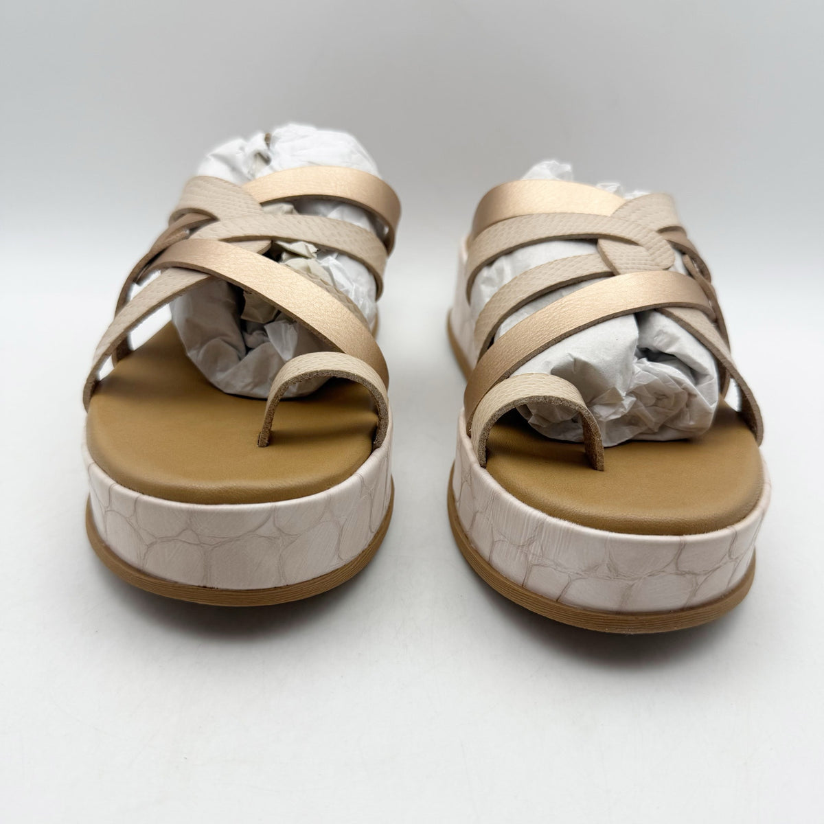 Blowfish Womens Mando Platform Sandals US 8.5 M EU 39 Powder Gold Metallic NIB
