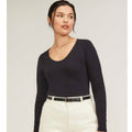 EVERLANE Women's The Supima Form Ballet Neck Tee Small Black Long Sleeve NWT