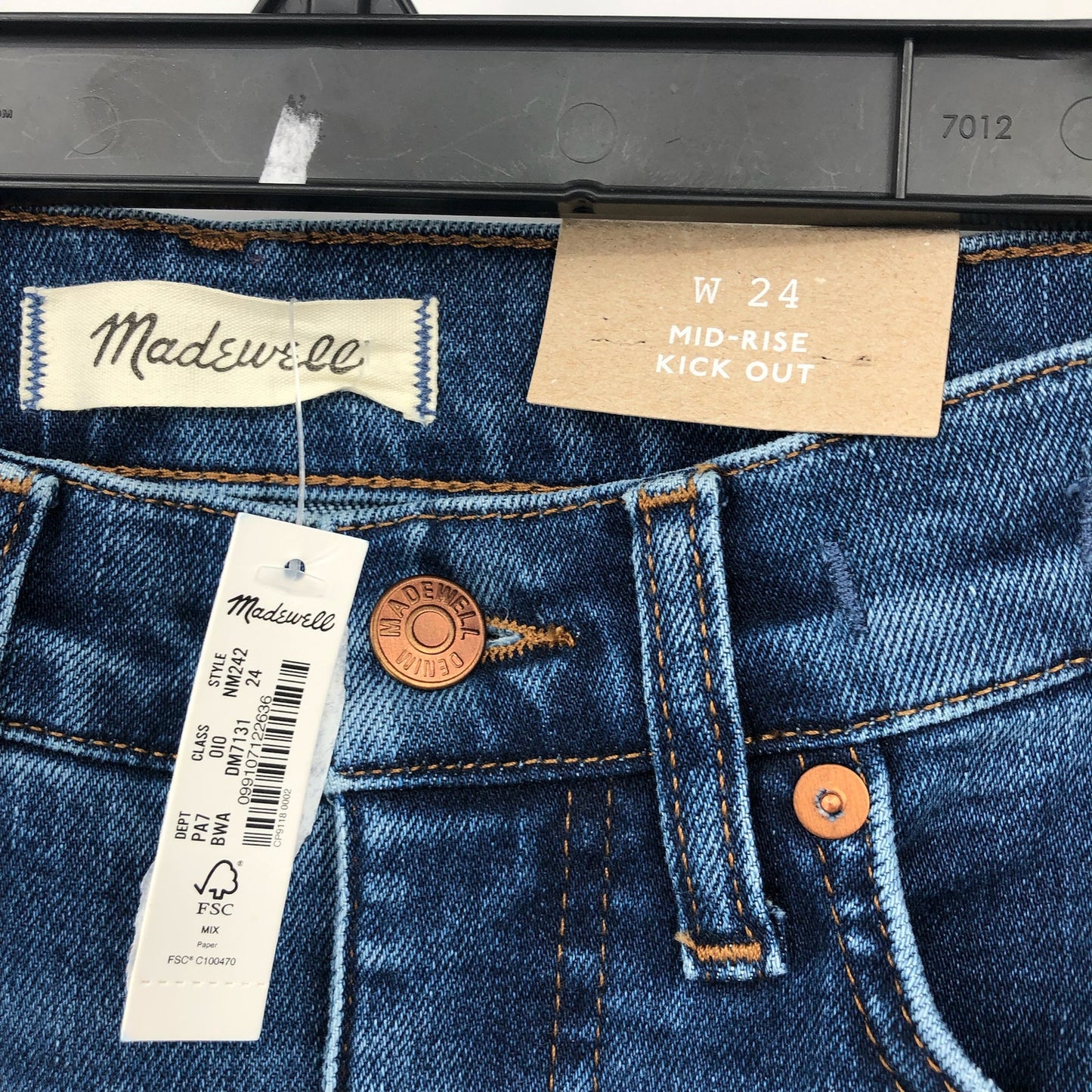 MADEWELL Women's Kick Out Crop Jeans Size 24 Blue Brinton NM242 Mid Rise NWT