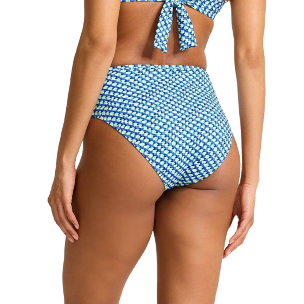 TOMMY BAHAMA Mosaic Bikini Bottoms Medium Beach Glass Blue Palm Modern NWT