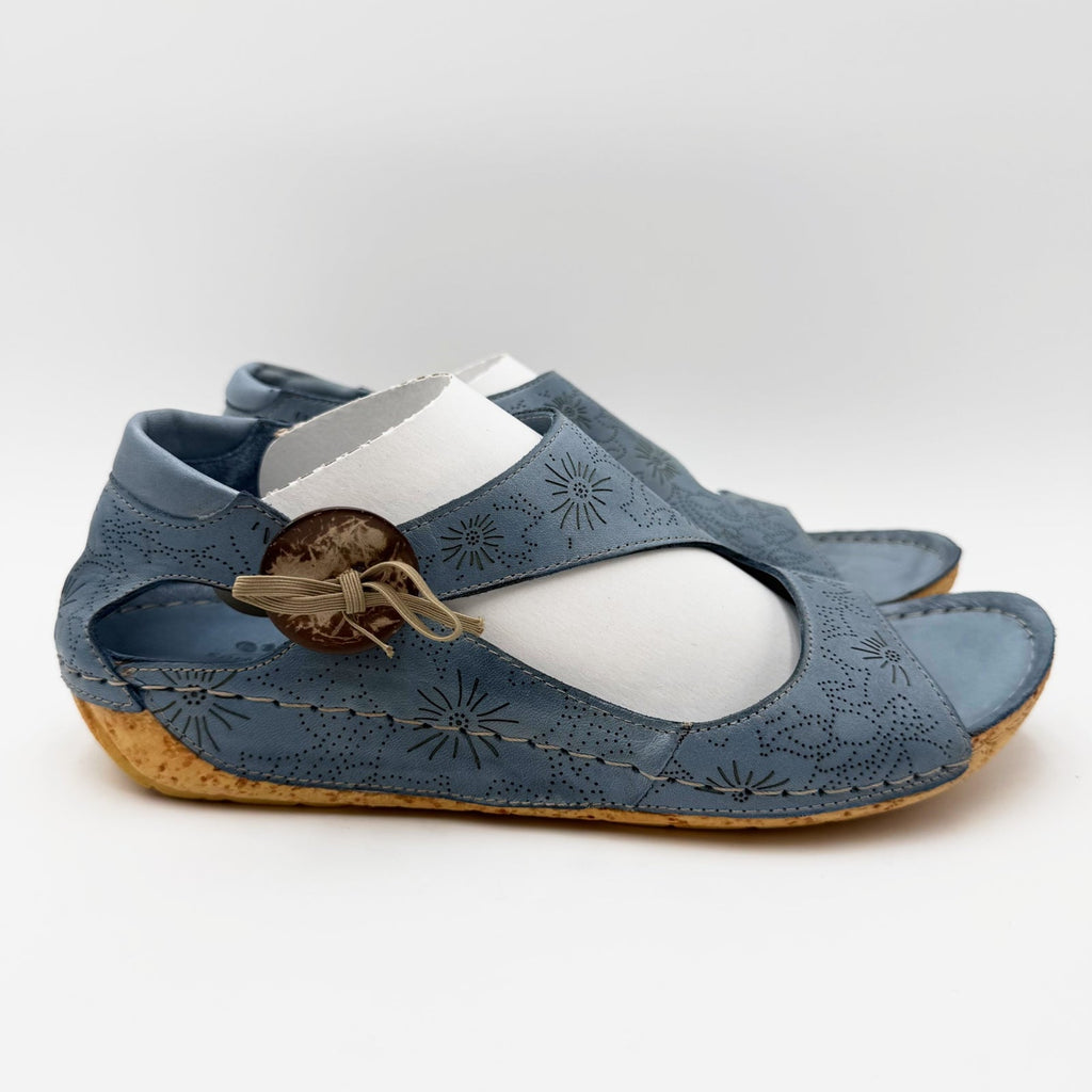 Spring Step Womens Lorelle Sandals EU 39 US 8.5-9 Blue Floral Leather Flats NIB