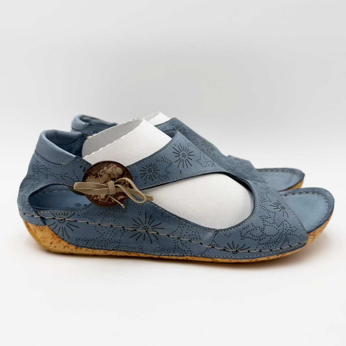Spring Step Womens Lorelle Sandals EU 39 US 8.5-9 Blue Floral Leather Flats NIB