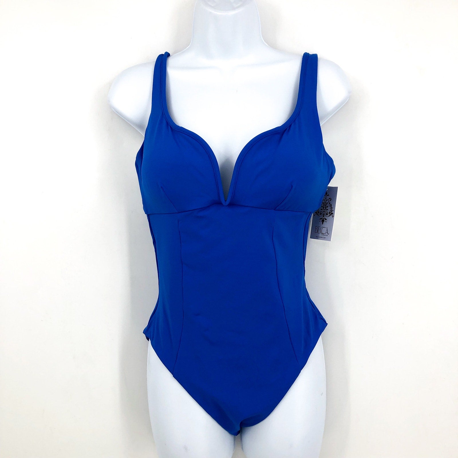 BECCA Women's Erin One Piece Swimsuit Medium Ultramarine Blue V-Wire NWT