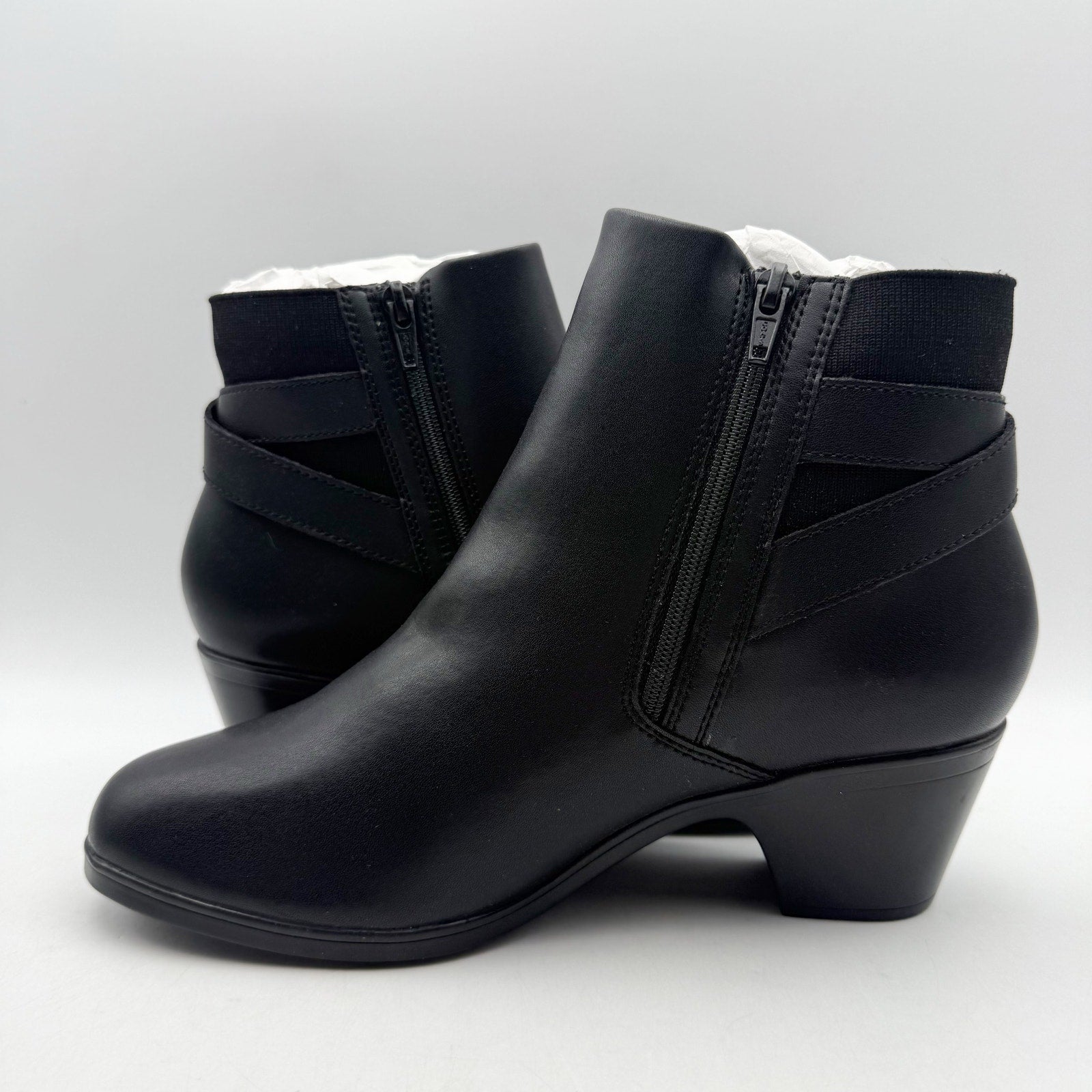 Clarks Womens Emily2 Lux Ankle Boots US 8.5 EU 39.5 Black Leather Booties NIB