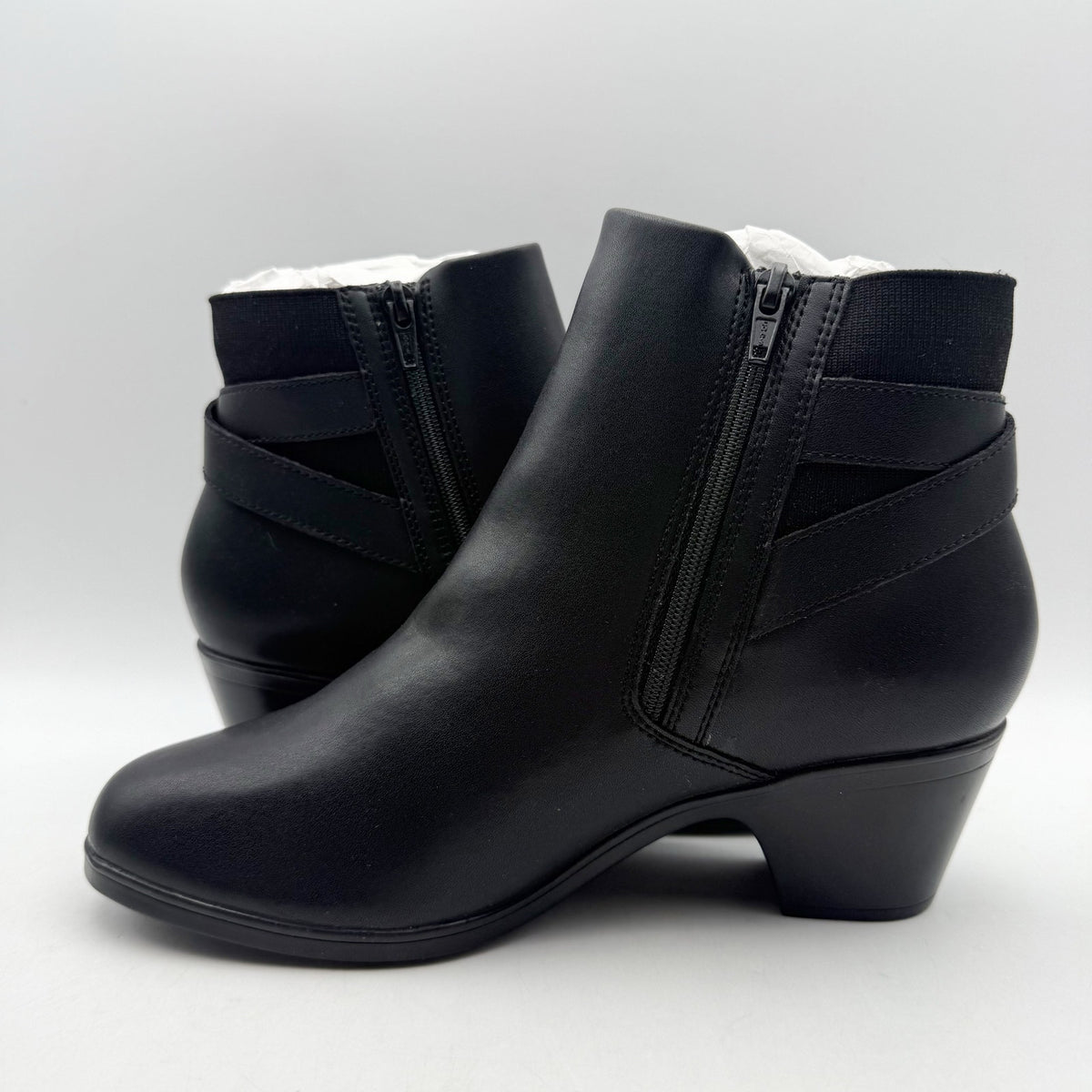 Clarks Womens Emily2 Lux Ankle Boots Size 8.5 EU 39.5 Black Leather Booties NIB