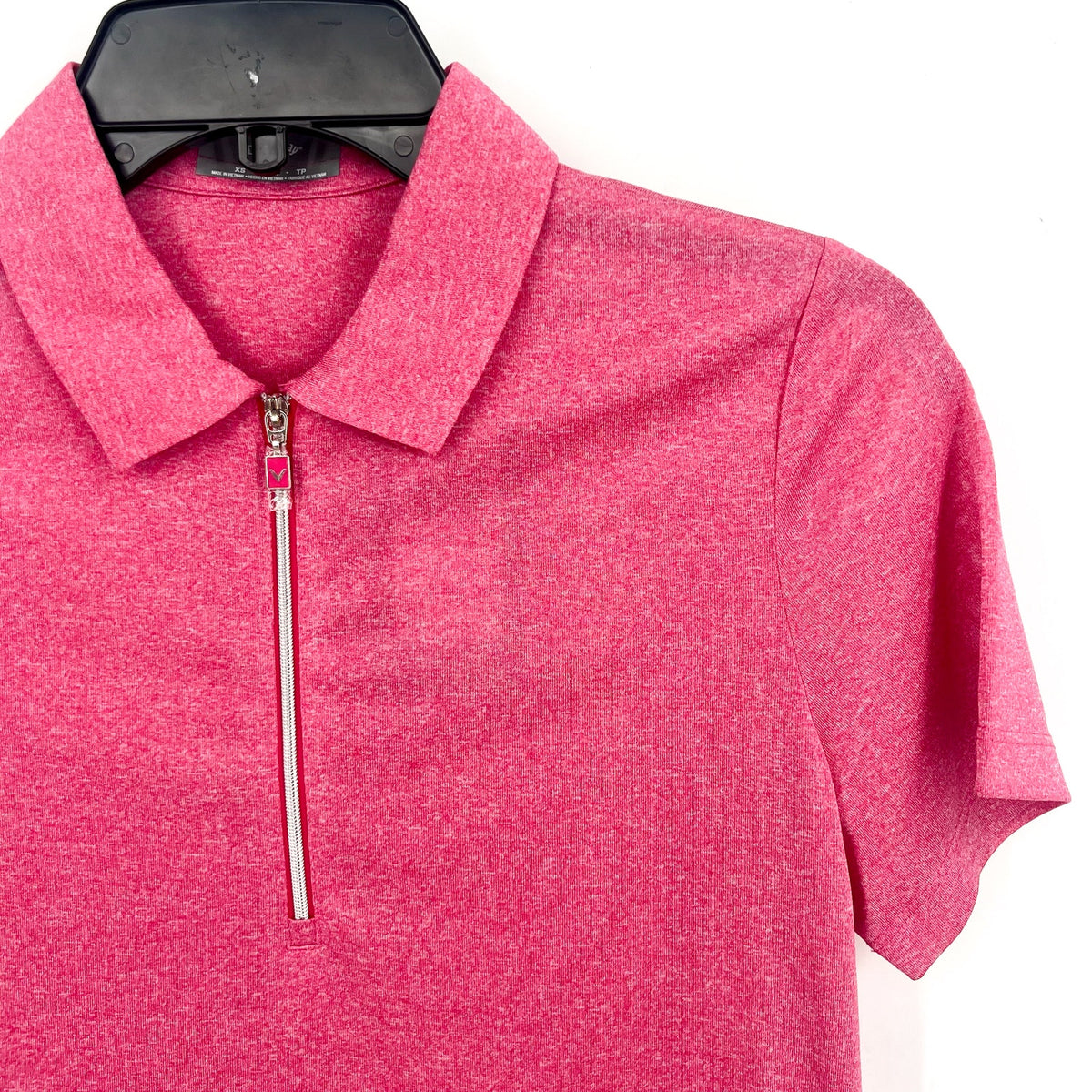 Callaway Womens Golf Polo Shirt XS Pink Quarter Zip Short Sleeve NWT