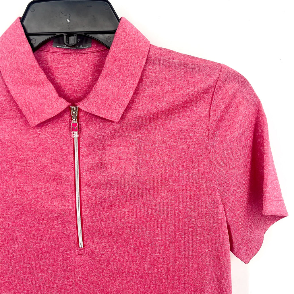 Callaway Womens Golf Polo Shirt XS Pink Quarter Zip Short Sleeve NWT