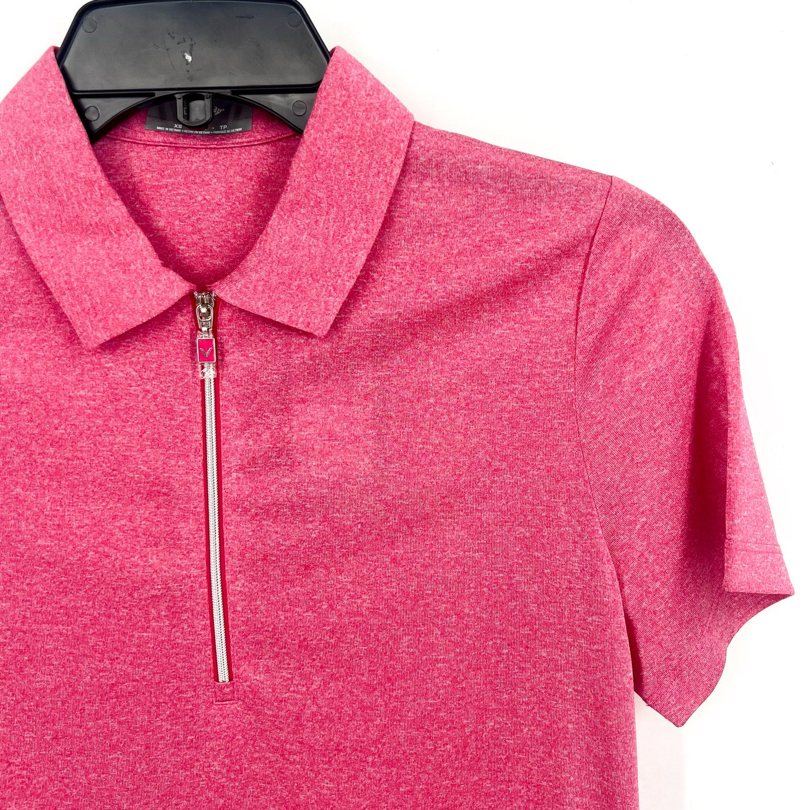 Callaway Womens Golf Polo Shirt XS Pink Quarter Zip Short Sleeve NWT