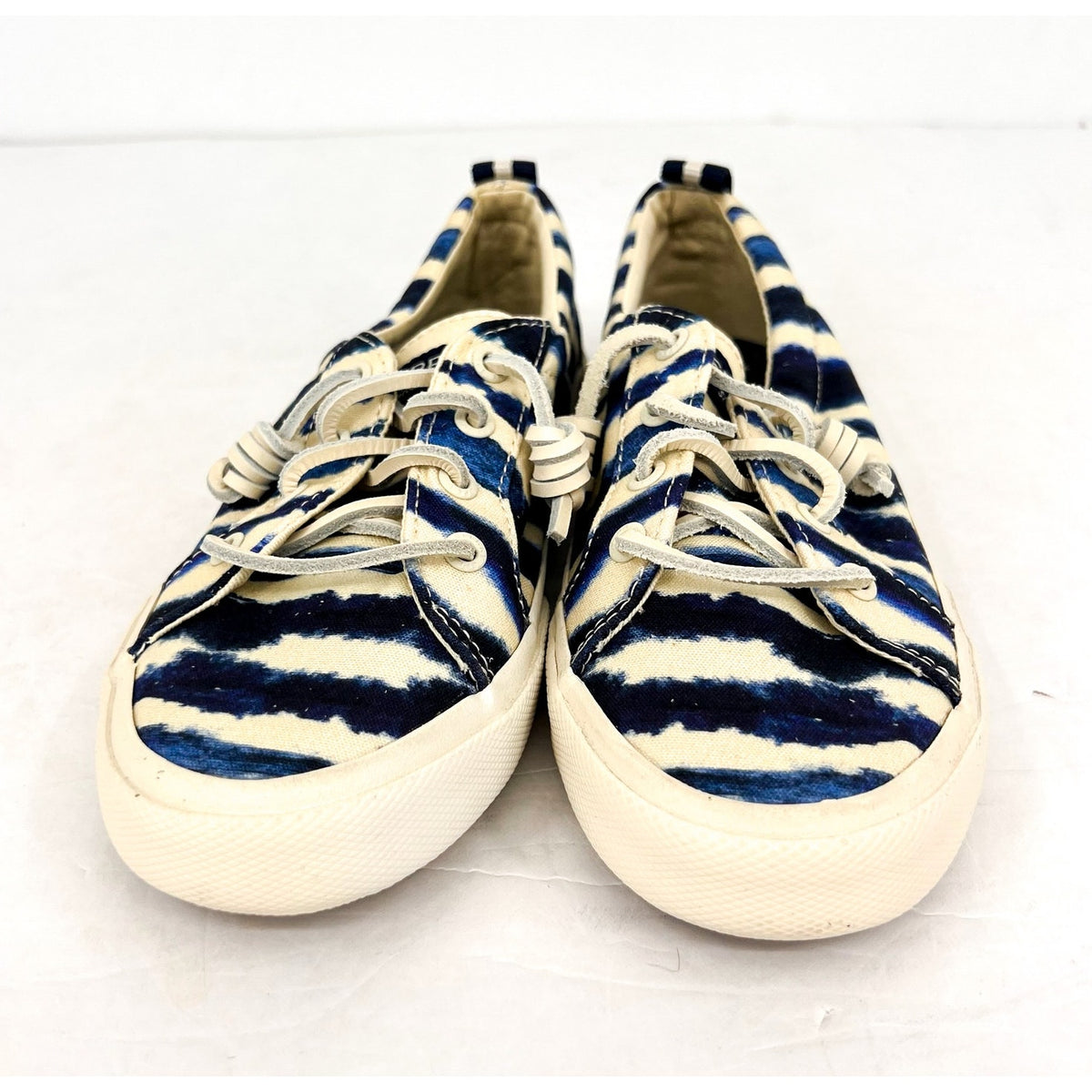 SPERRY Women's Pier Wave LTT Canvas Sneakers Size 5M Blue Tie-Dye Stripe NWOB