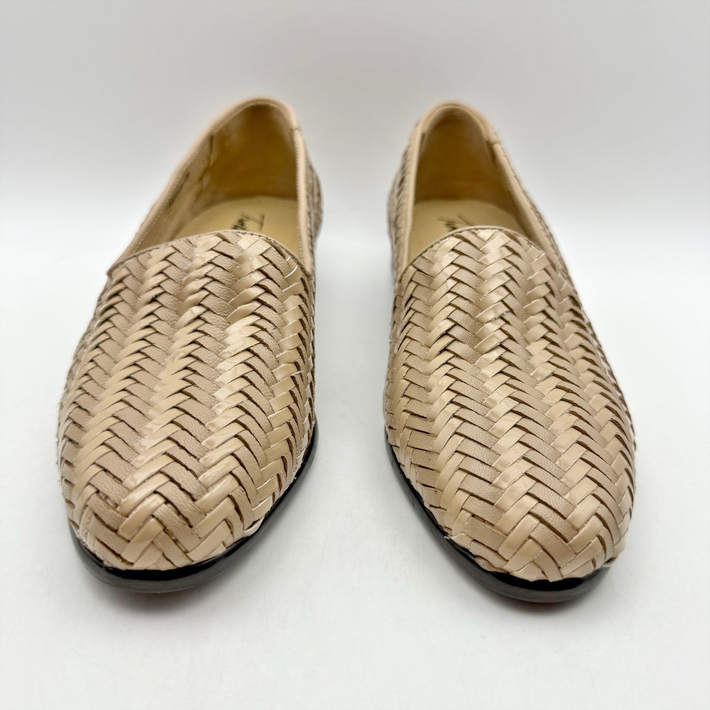 Trotters Womens Liz III Loafers US 7.5 Narrow Brown Woven Leather Slip-On NWOB