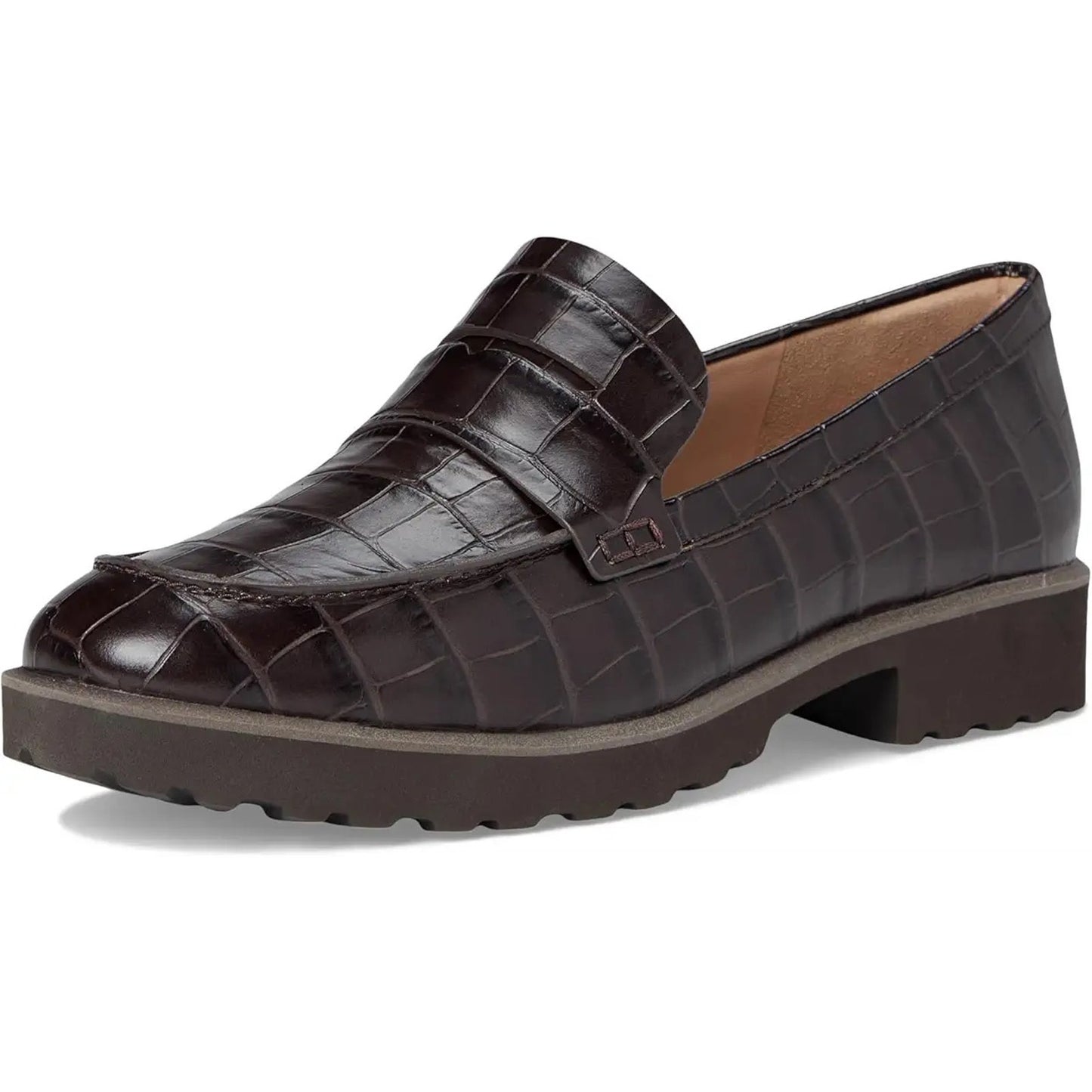 Cole Haan Womens Geneva Loafer US 5.5 B EU 35.5 Brown Croc Leather Lugged NIB