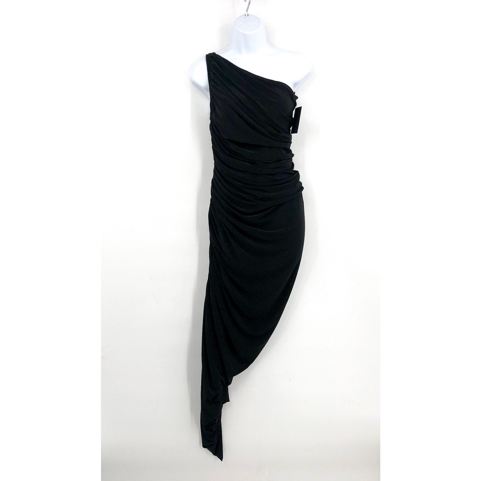 NORMA KAMALI Women's One Shoulder Diana Gown Large Black Asymmetric NWT