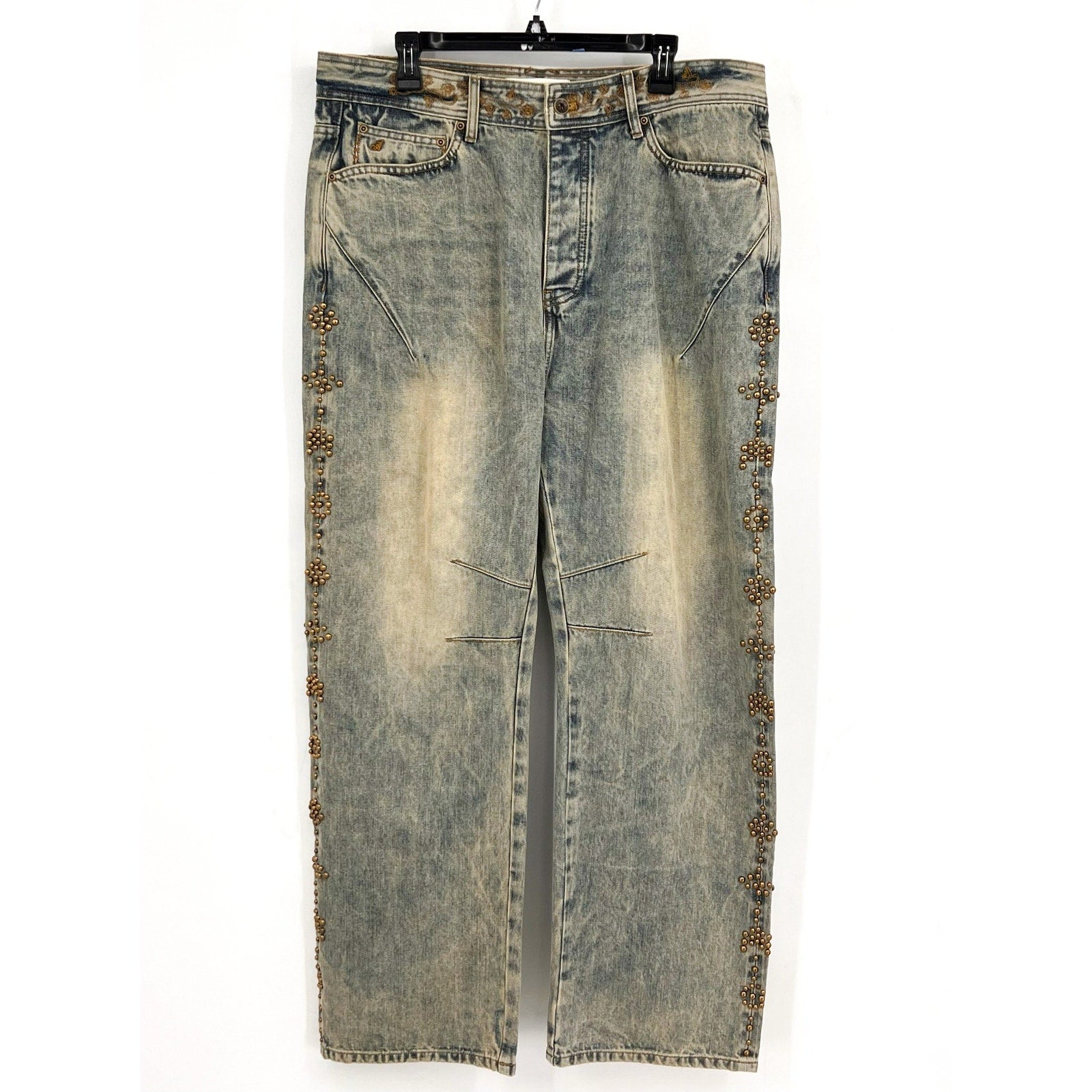 ADIDEM ASTERISKS Rivet Chainstitch Selvedge Denim Jeans XL 36x31 Rust Wash NWOT