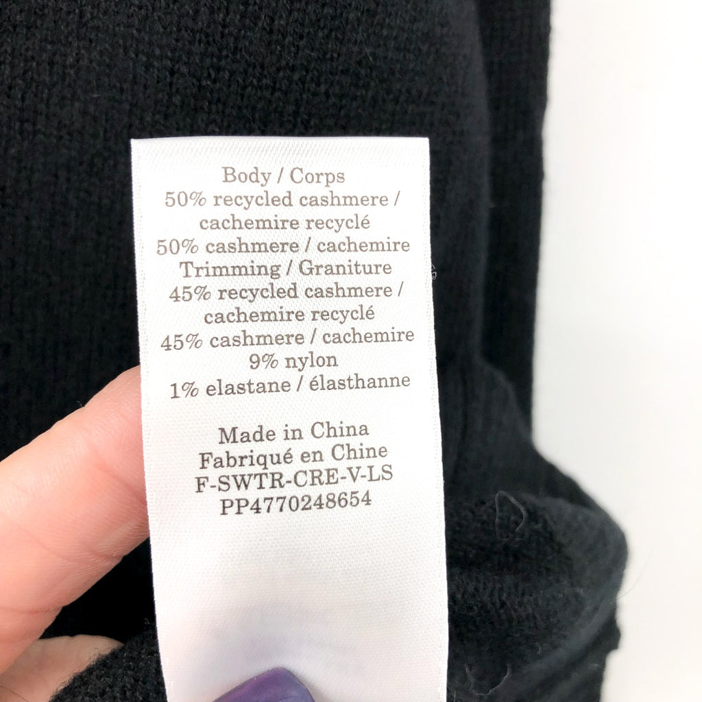 Everlane Womens The Classic V Cashmere Sweater Small Black Long Sleeve NWT