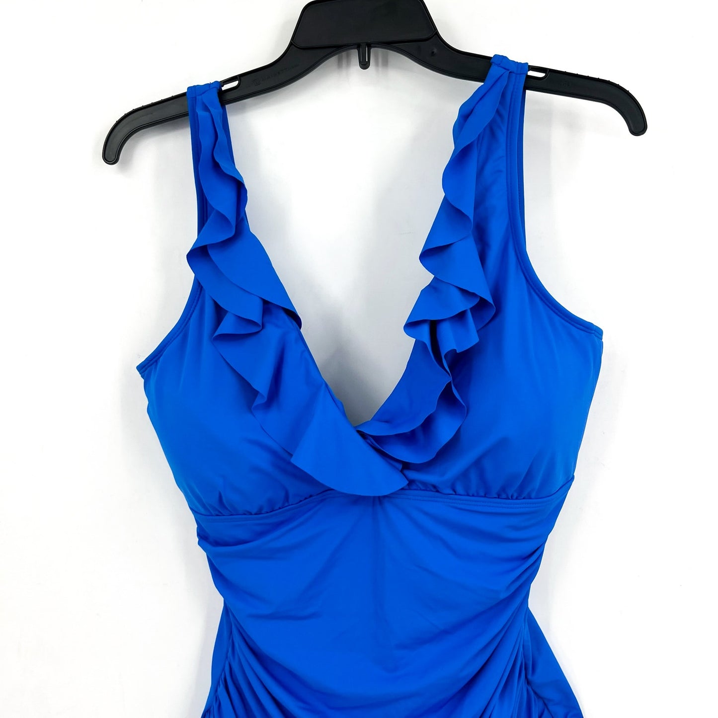 LAUREN RALPH LAUREN Ruffle One Piece Swimsuit Size 16 Royal Blue Beach Club NWT