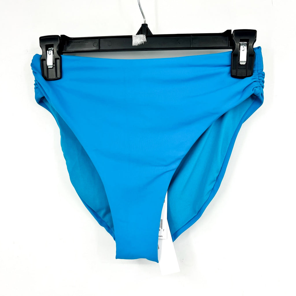 ROBIN PICCONE Aubrey Bikini Bottoms XS Cyan Blue High Waist Ruched NWT