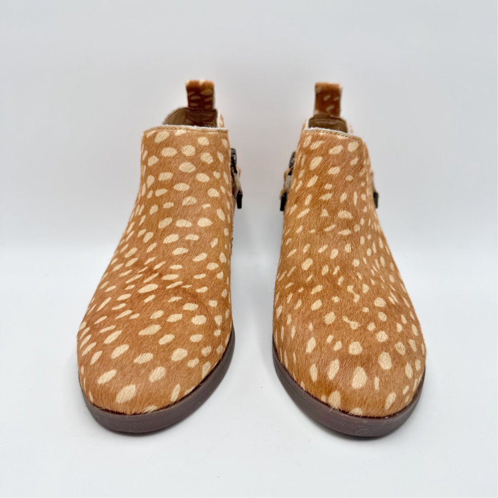 Vionic Womens Cecily Ankle Booties Size 5 EU 36 Brown Deer Print Calf Hair NWOB