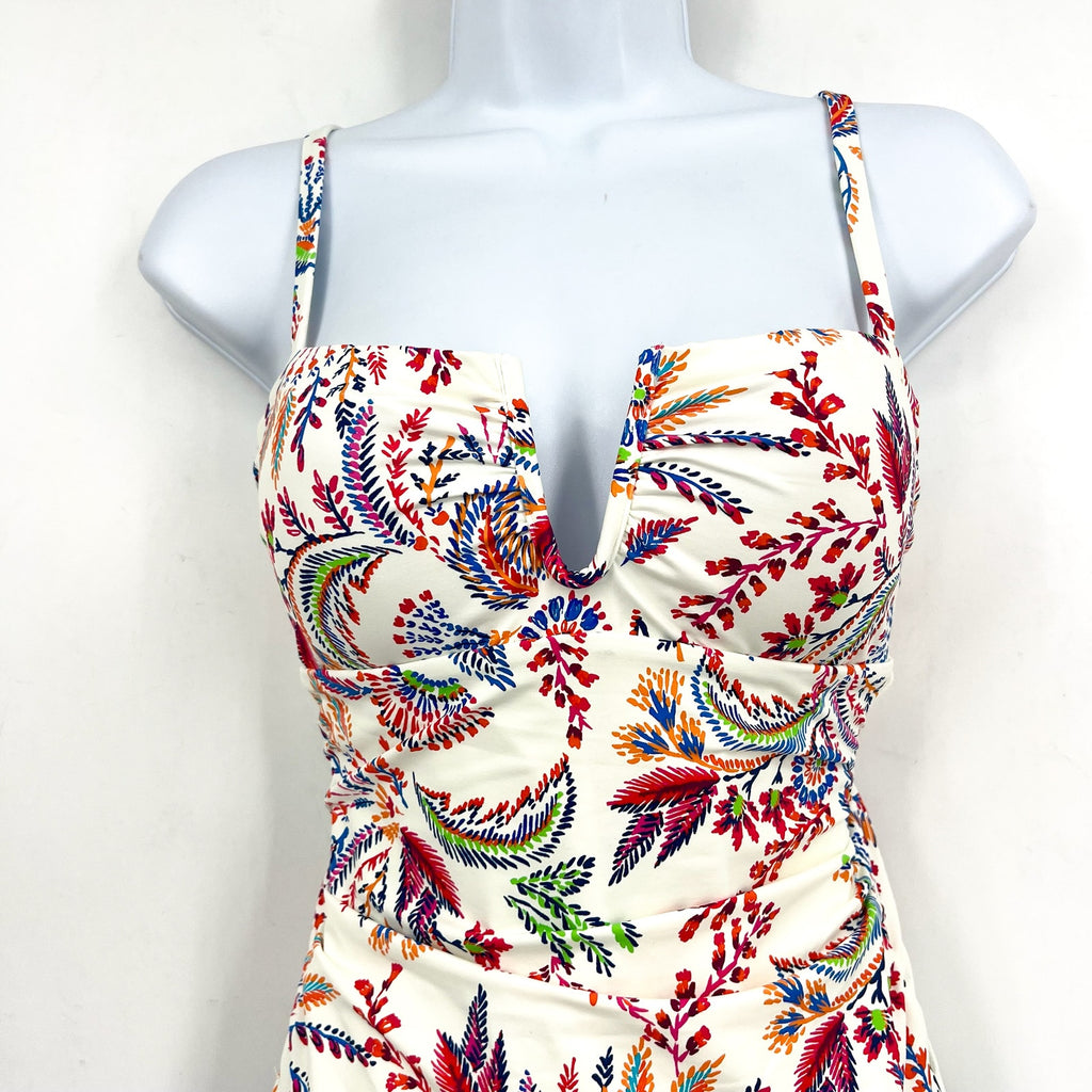 LAUREN RALPH LAUREN Fleurette One Piece Swimsuit Size 14 White Pink Floral NWT