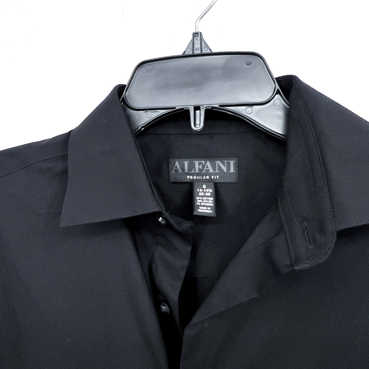 ALFANI Men's Regular-Fit Button Down Dress Shirt Small Black Long Sleeve NWT