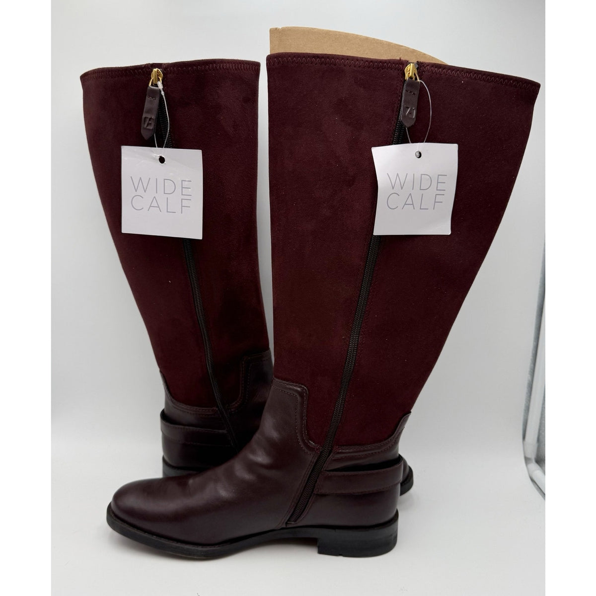 Franco Sarto Womens Merina Knee High Boots US 10 M WIDE CALF Burgundy Brown NWOB