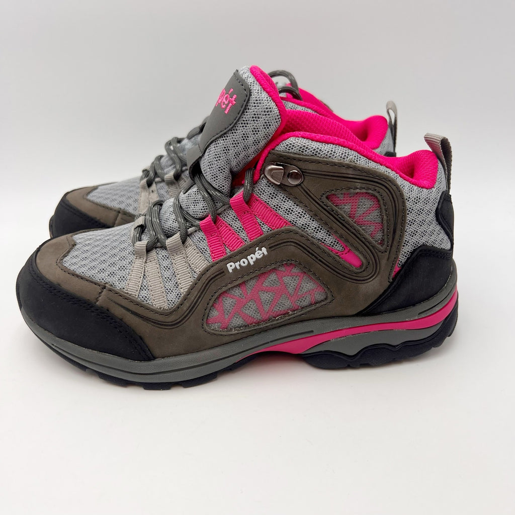 Propet Womens Peak Hiking Shoes Size 6 Grey Berry Suede Waterproof Boots NWOB