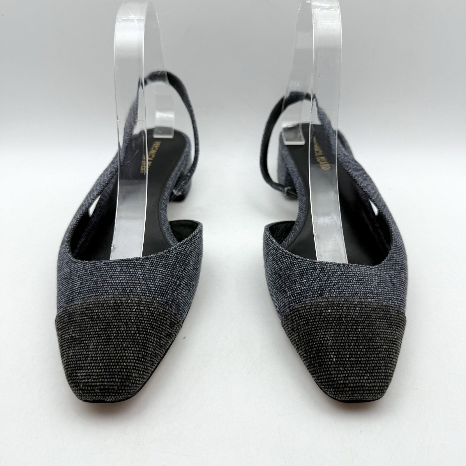 Veronica Beard Womens Cecile Denim Cap Toe Slingback Heel US 8 M Blue Black NWOB