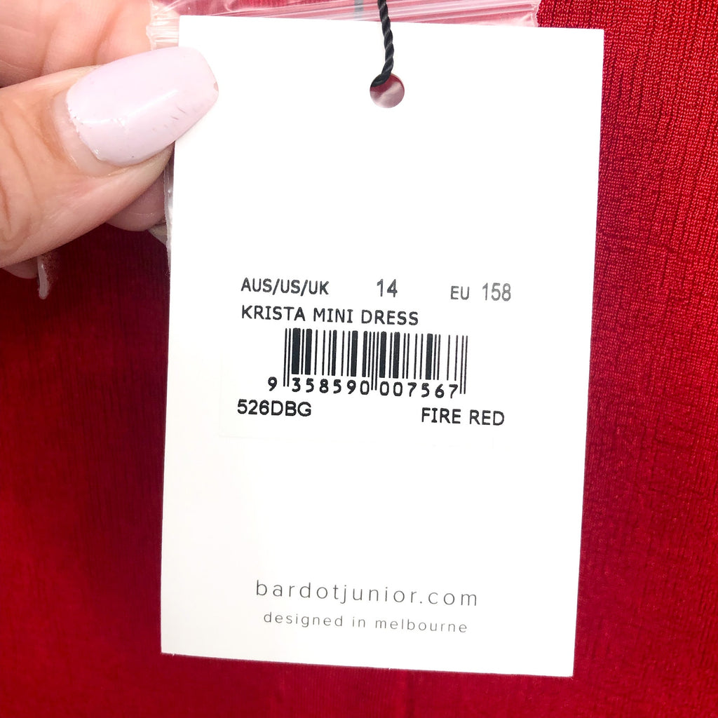 BARDOT JUNIOR Girl's Krista Mini Shirt Dress Size 14 Fire Red Long Sleeves NWT