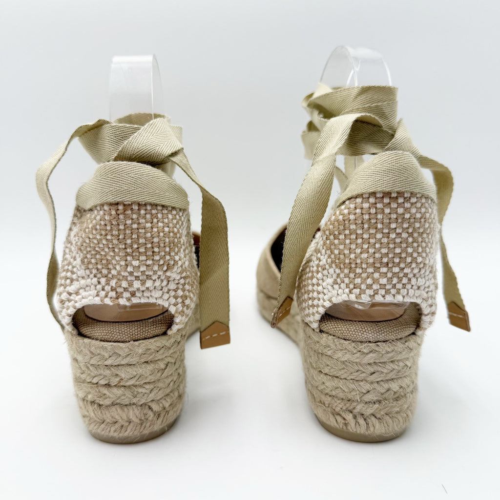Castaner Womens Carina 3/002 Wedge Sandals US 7.5 EU 38 Natural Beige Canvas NIB