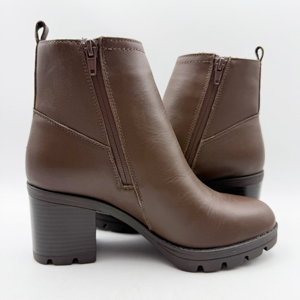 Naturalizer Womens Verney Ankle Bootie Size 9.5 M Brown Leather Waterproof NIB