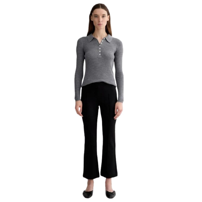 EVERLANE Women's The Dream Kick Flare Pants Large Black Flat Front NWT